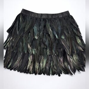 EXPRESS Edition Real Rooster Feather Mini Skirt NWT Size 2 $198 Retail